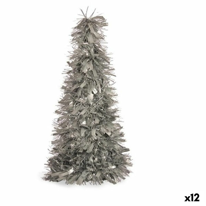 Árbol de Navidad Krist+ Plateado Plata Polipropileno PET Árbol de Navidad 27 x 45,5 x 27 cm Espumillón (12 Unidades)