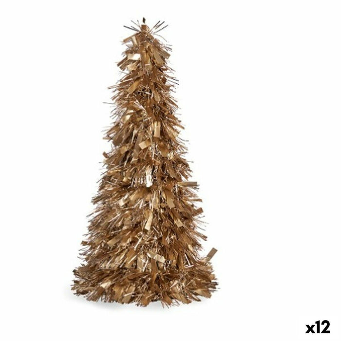 Árbol de Navidad Krist+ Blanco Dorado Polipropileno PET Árbol de Navidad 27 x 45,5 x 27 cm Espumillón (12 Unidades)