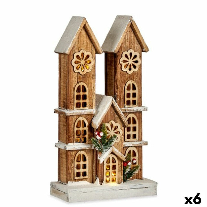 Figura Decorativa Krist+ Blanco Marrón Casa 25 x 46 x 9 cm Luz (6 Unidades)