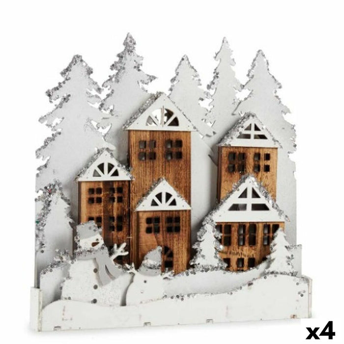 Figurine Décorative Krist+ Blanc Marron ville 44 x 44,7 x 6 cm Lumière (4 Unités)