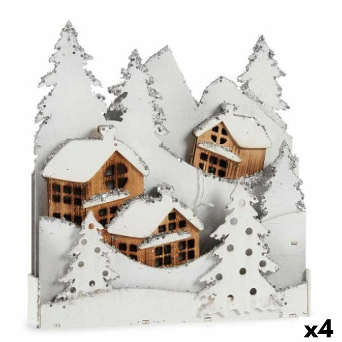 Figura Decorativa Krist+ Blanco Marrón Pueblo 44 x 48 x 7,5 cm Luz (4 Unidades)