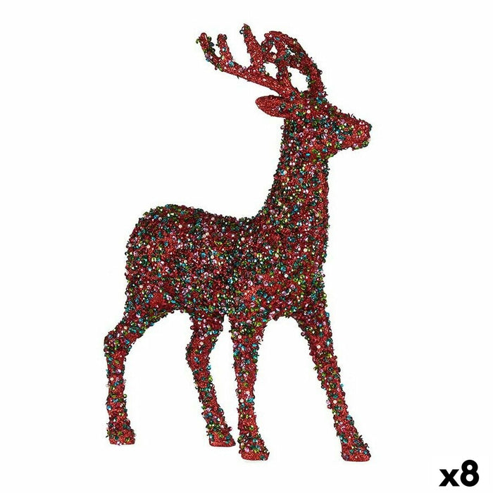 Reno de Navidad Krist+ Multicolor Reno de Navidad 15 x 45 x 30 cm Purpurina (8 Unidades)
