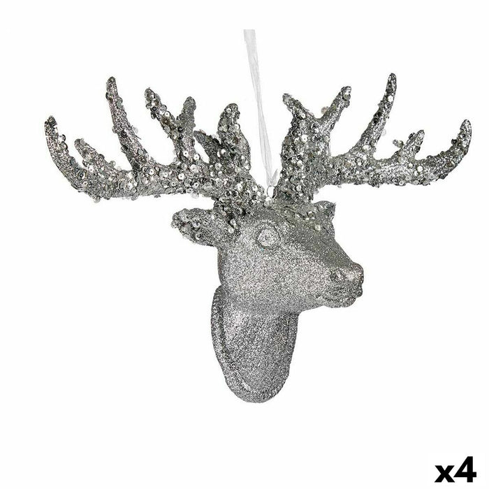 Adorno Navideño Krist+ Blanco Plateado Plata Reno de Navidad 32 cm Colgante (4 Unidades)