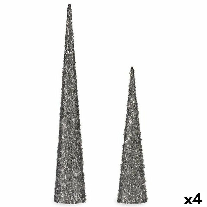 Adorno Navideño Krist+ Plateado Plata Conos 9,5 x 60 x 9,5 cm Lentejuelas (4 Unidades)