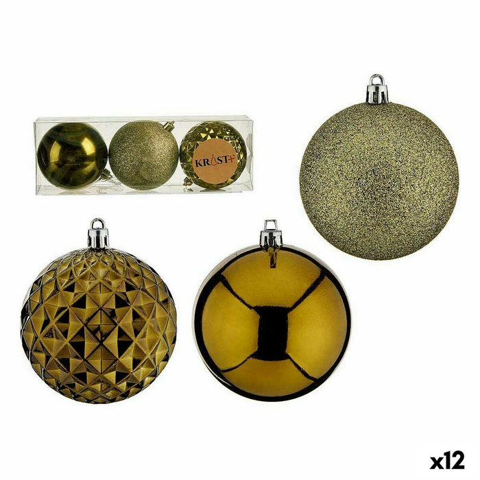 Lot de boules de Noël Krist+ Vert PVC Ø 8 cm (12 Unités)