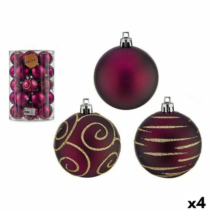 Set of Christmas balls Krist+ Purple PVC Ø 6 cm (4 Units)