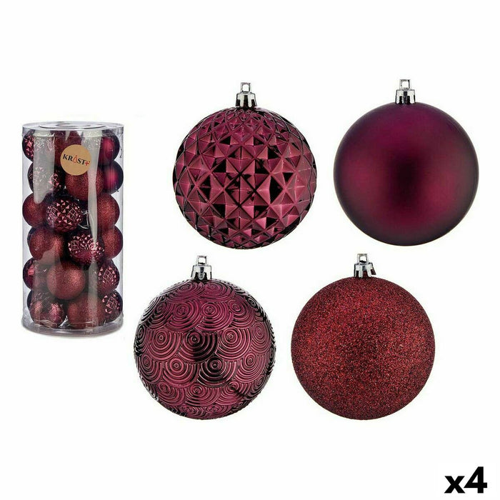 Set de Bolas de Navidad Krist+ Rojo Morado PVC 8 cm (4 Unidades)