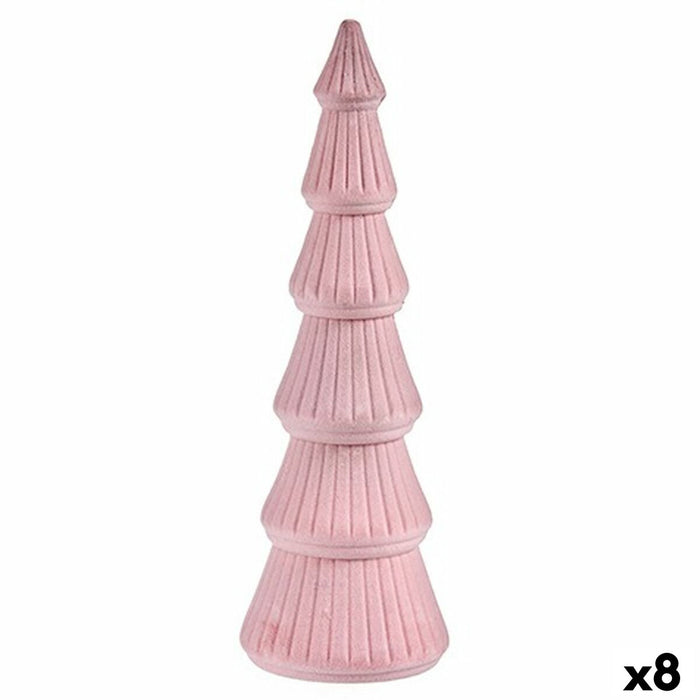 Árbol de Navidad Krist+ Rosa Terciopelo Madera 12 x 34,5 x 12 cm (8 Unidades)