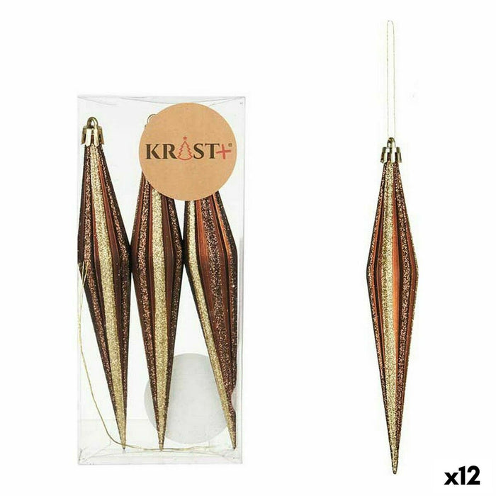 Ensemble Décorations de Noël Krist+ Marron PVC Allongé 8,5 x 3,5 x 19 cm (12 Unités)