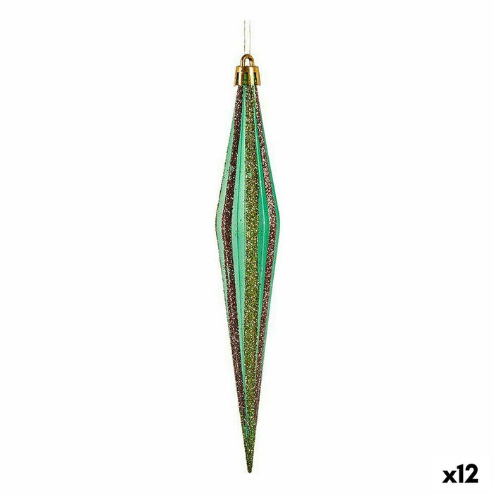 Set Adornos de Navidad Krist+ Verde Dorado Alargado 3 x 8,5 x 19 cm (12 Unidades)
