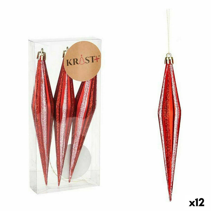 Set Adornos de Navidad Krist+ Rojo PVC Alargado 8,5 x 3,5 x 19 cm (12 Unidades)