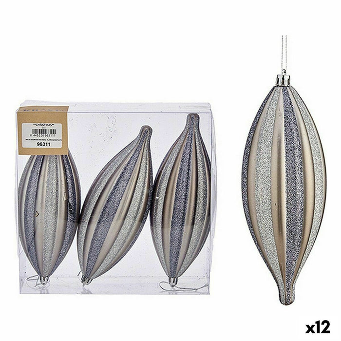 Christmas Decorations Set Krist+ Silver PVC Streched 3 x 3 x 18 cm 8,5 x 19 x 3 cm (12 Units)