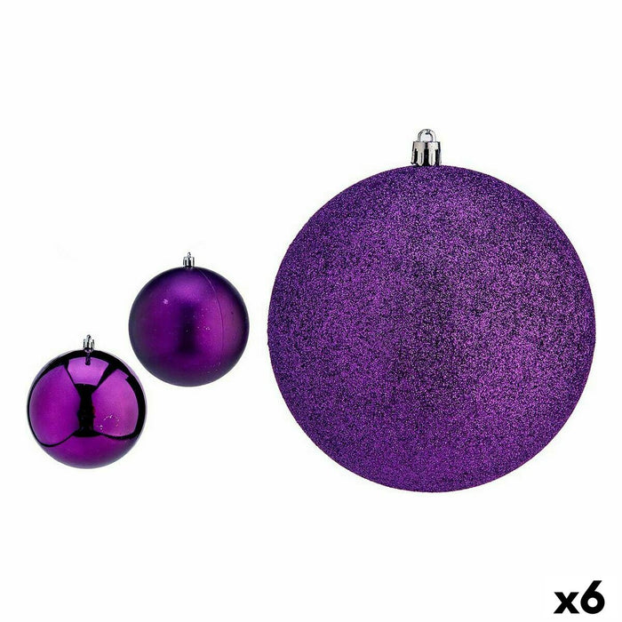 Lot de boules de Noël Krist+ Violet PVC Ø 12 cm (6 Unités)