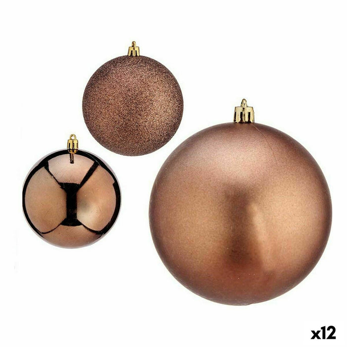 Set de Bolas de Navidad Krist+ Marrón Plástico (12 Unidades)