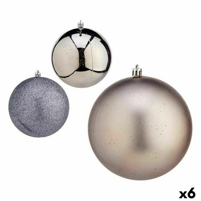 Set de Bolas de Navidad Krist+ Plateado Plástico Ø 12 cm (6 Unidades)