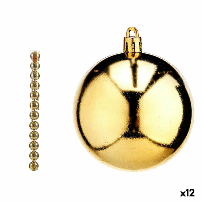 Set de Bolas de Navidad Krist+ Dorado PVC Ø 7 cm (12 Unidades)