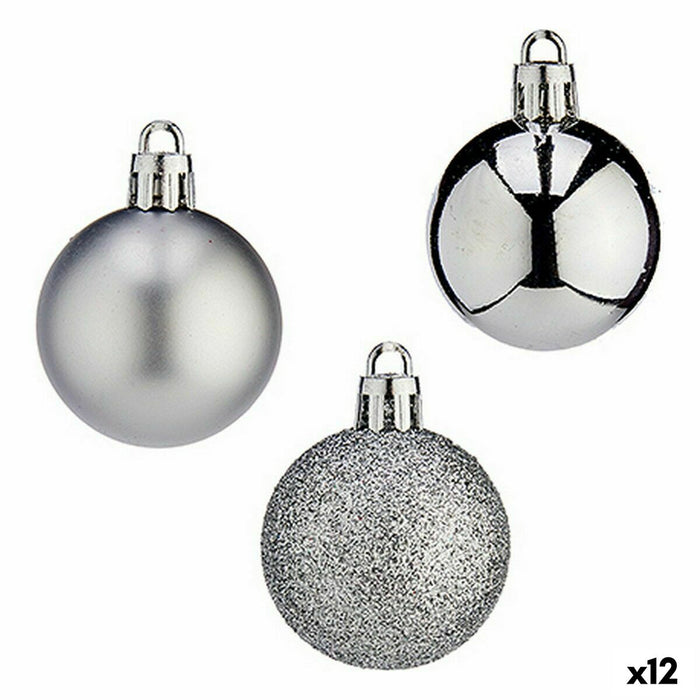 Set of Christmas balls Krist+ Silver Plastic 4 cm (12 Units)