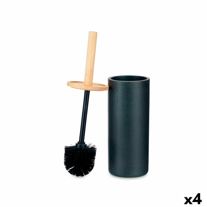Brosse de salle de wc Berilo Noir Bois Résine 10,2 x 38 x 10,2 cm (4 Unités)