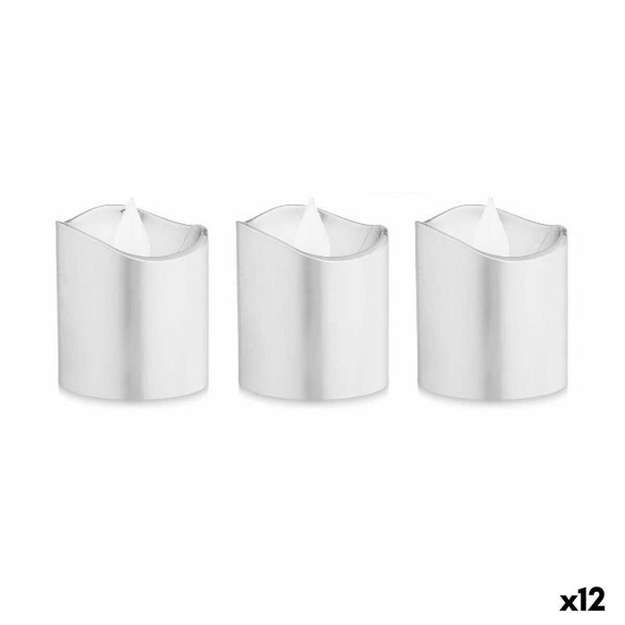 Set de Velas Gift Decor 47273 47273 Plateado Plata 18 x 14 x 4 cm 3,7 x 3,7 x 5 cm LED (12 Unidades)