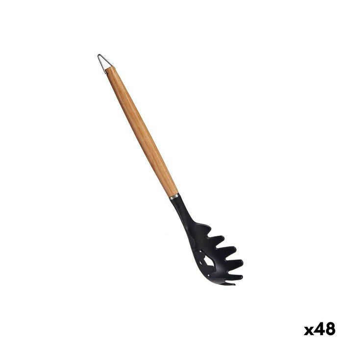 Cuchara para Servir Pasta Kinvara HW428014 Negro Madera de haya 6 x 3 x 32 cm (48 Unidades)