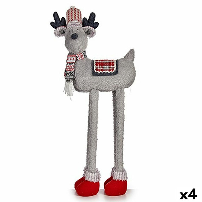 Figurine Décorative Krist+ FG09-PX21385BR Rouge Gris renne de noël 23 x 55 x 49 cm (4 Unités)