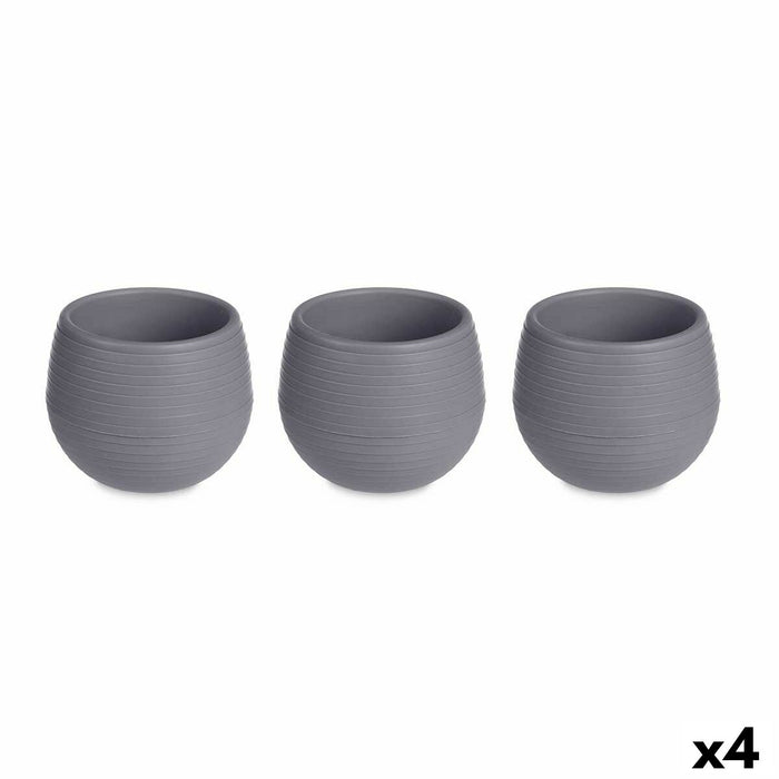 Set di Vasi Ibergarden ES0501102S3 Antracite Plastica 16,5 x 16,5 x 14,5 cm (4 Unità)