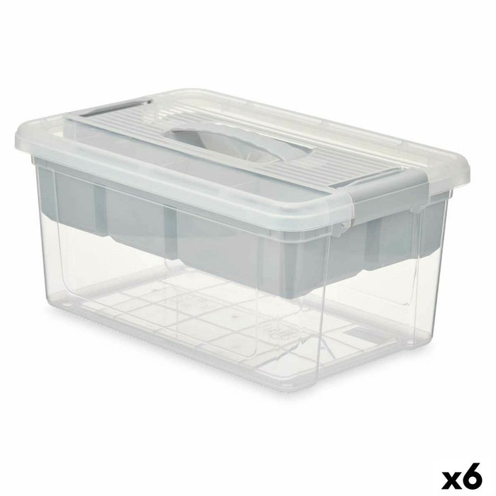 Caja Multiusos Kipit 02 1311 Gris Transparente Plástico 9 L 35,5 x 17 x 23,5 cm (6 Unidades)