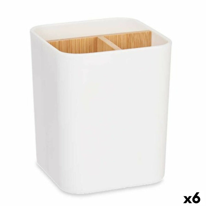 Portacepillos de Dientes Berilo B9041-WHITE Blanco Bambú Polipropileno 9 x 11 x 9 cm (6 Unidades)