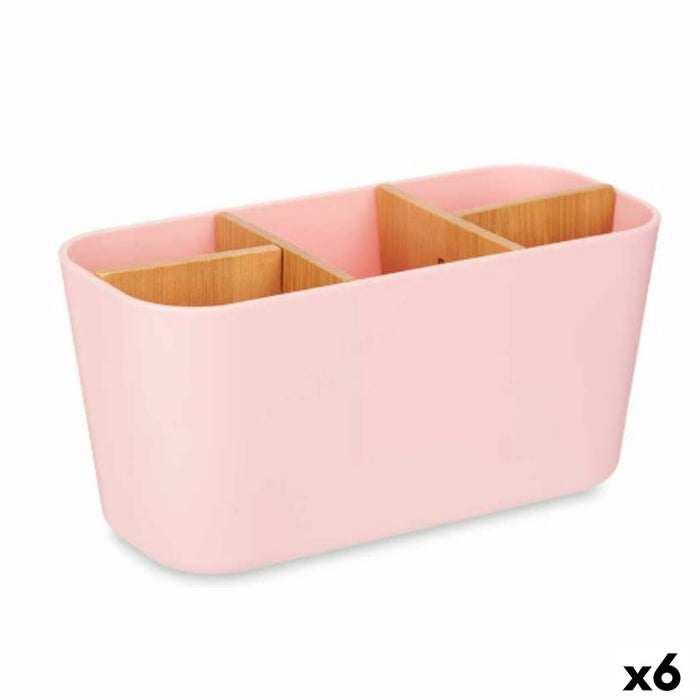 Portacepillos de Dientes Berilo B9045-PINK Rosa Bambú Polipropileno 21 x 10 x 9 cm (6 Unidades)