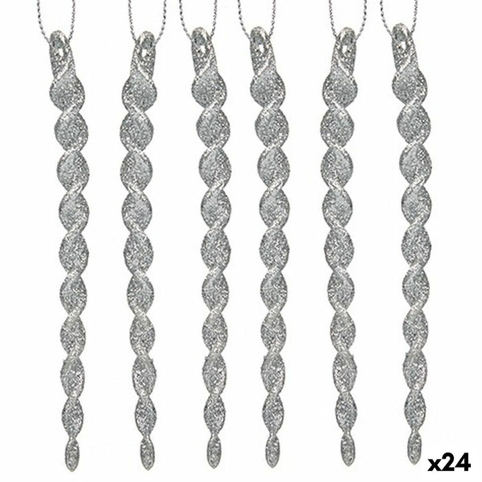 Adorno Navideño Krist+ Plateado Plástico Purpurina 13,5 x 1 x 5,5 cm 10,5 x 21 x 1 cm (24 Unidades)