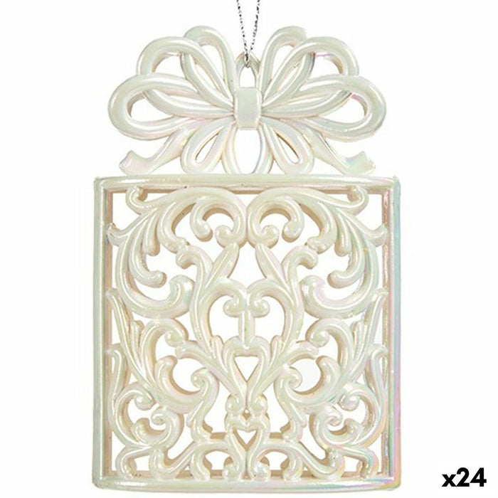 Décorations de Noël Krist+ Nacre noire Plastique Paillettes Boîte Cadeau 7,4 x 11,5 x 4 cm (24 Unités)