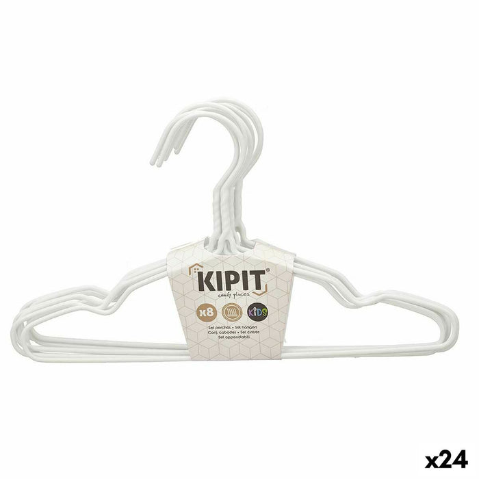 Set of Clothes Hangers Kipit 29100192 White Metal Silicone Children's 30 x 18 x 1 cm (24 Units)