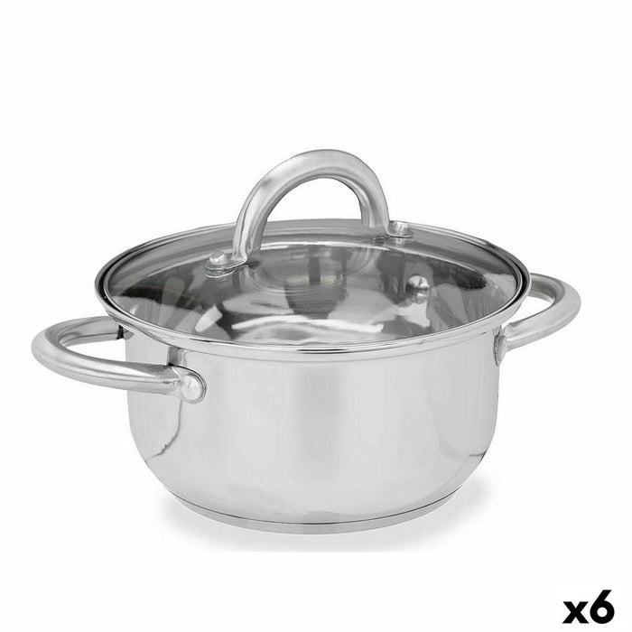 Cacerola con Tapa de Cristal Kinvara SW1401-C-18CM Plateado 27 x 10 x 19,5 cm (6 Unidades)