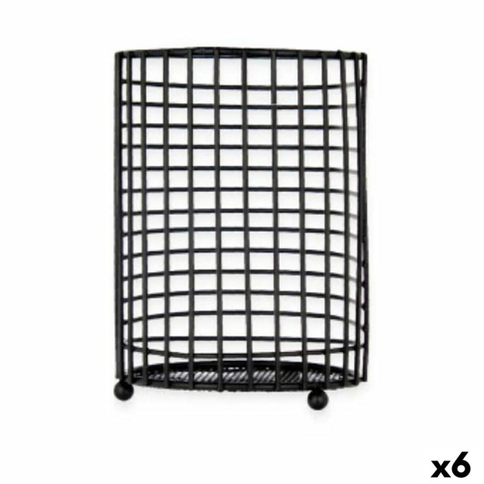 Bote para Utensilios de Cocina Kinvara W7728-2P Negro Metal 11,3 x 16 x 11,3 cm (6 Unidades)