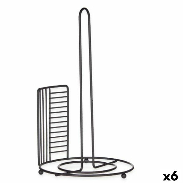 Portarrollo de Papel de Cocina Kinvara W7728-3P Negro Metal 18,5 x 31,5 x 18,5 cm (6 Unidades)