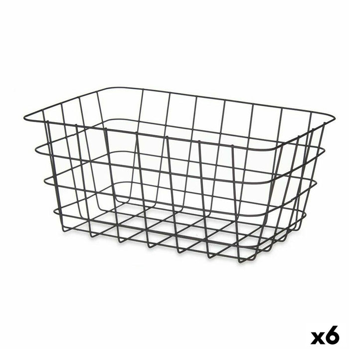 Cesta Multiusos Kinvara W579K-M BLACK Negro Metal 30,3 x 14 x 22,5 cm Rectangular (6 Unidades)