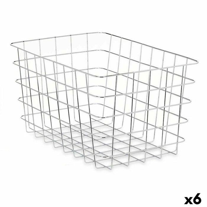 Cesta Multiusos Kinvara W5759K-L CHROME Plateado Metal 38 x 21 x 26 cm Rectangular (6 Unidades)