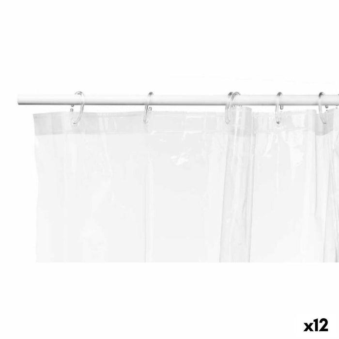 Cortina de Ducha Berilo SC-MIX-01-TRANSP Transparente Polietileno EVA 180 x 180 cm (12 Unidades)