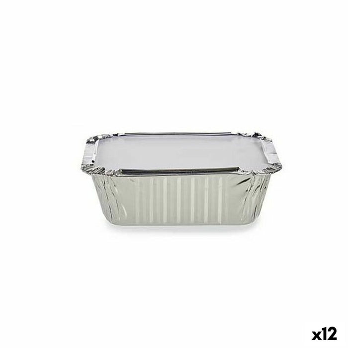 Set of Food Trays Kinvara 16144 Aluminium 14,5 x 7,5 x 12,5 cm Disposable With lid (12 Units)