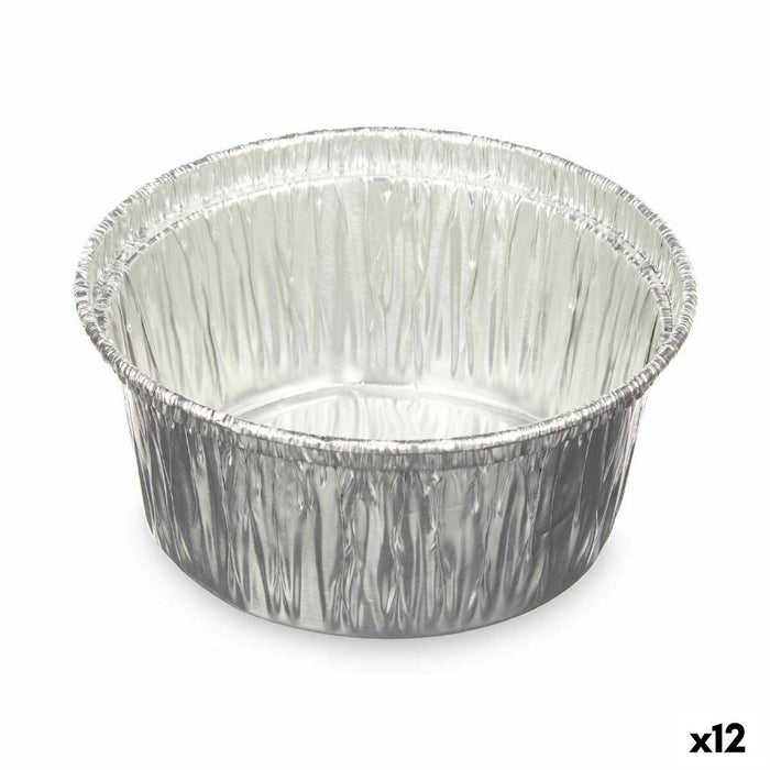 Flan Mould Kinvara Silver Aluminium 8,5 x 8 x 8,5 cm Disposable Circular (12 Units)