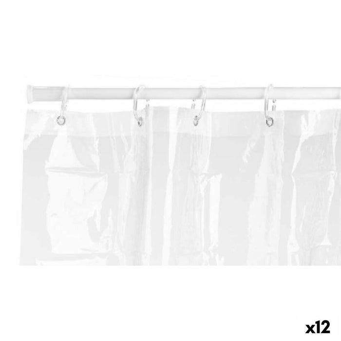 Shower Curtain Berilo Transparent Plastic PEVA 180 x 180 cm 16 x 28,5 x 3,5 cm (12 Units)