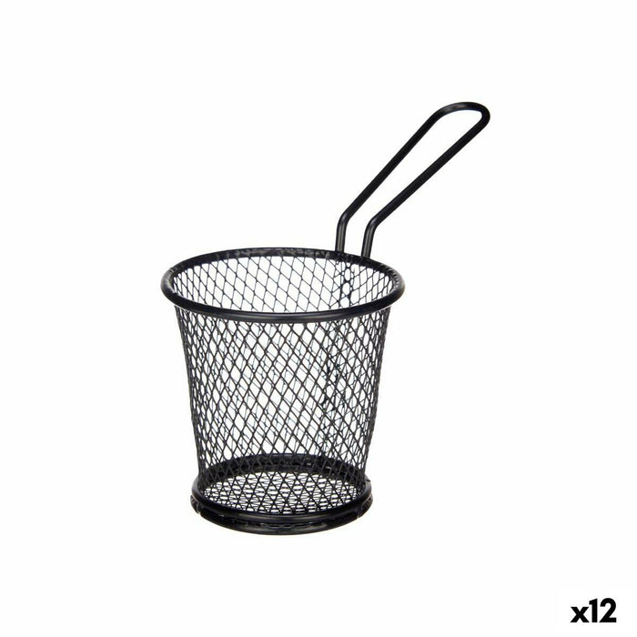 Cesta para Presentar Aperitivos Kinvara W8088S-BLACK Negro Metal 16 x 11,5 x 8 cm (12 Unidades)
