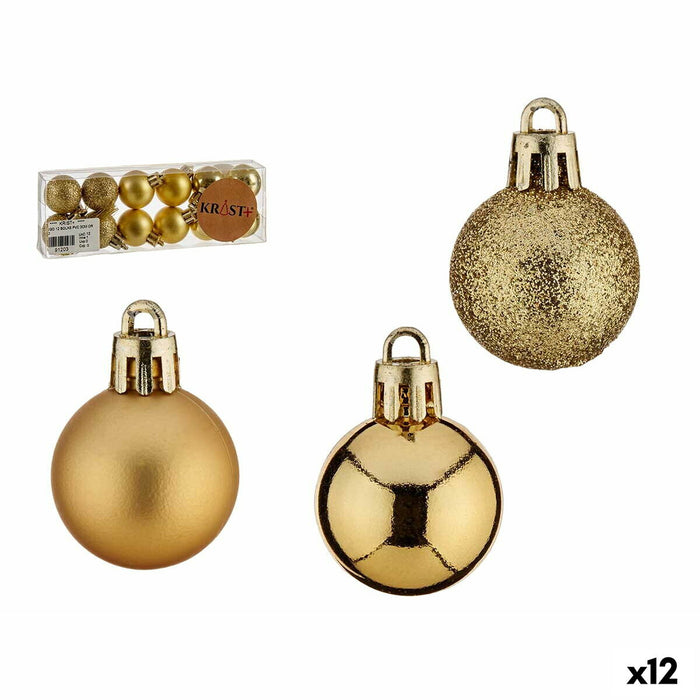 Lot de boules de Noël Krist+ Doré PVC Ø 3 cm (12 Unités)