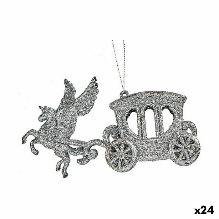 Adorno Navideño Krist+ Plateado Plástico Purpurina Carruaje Mágico 15 x 8,5 x 4,5 cm 15,5 x 8,5 x 4,5 cm (24 Unidades)