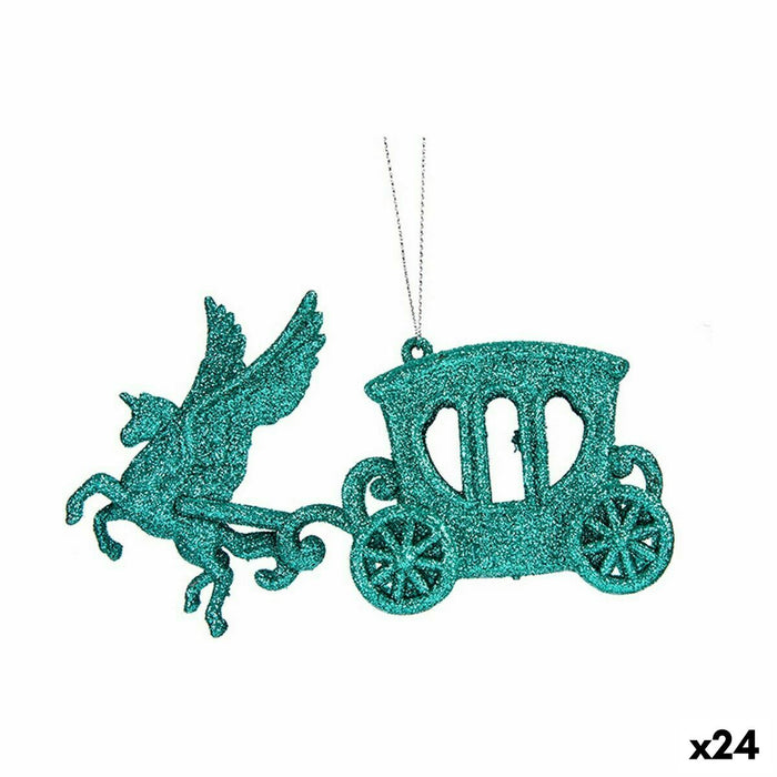 Décorations de Noël Krist+ Vert Plastique Paillettes Calèche Magique 15 x 8,5 x 4,5 cm (24 Unités)
