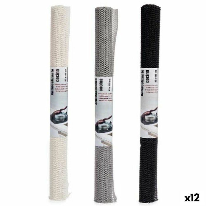 Alfombrilla Antideslizante Kinvara SJ-A101-3 Blanco Negro Gris Goma 45 x 0,1 x 100 cm (12 Unidades)