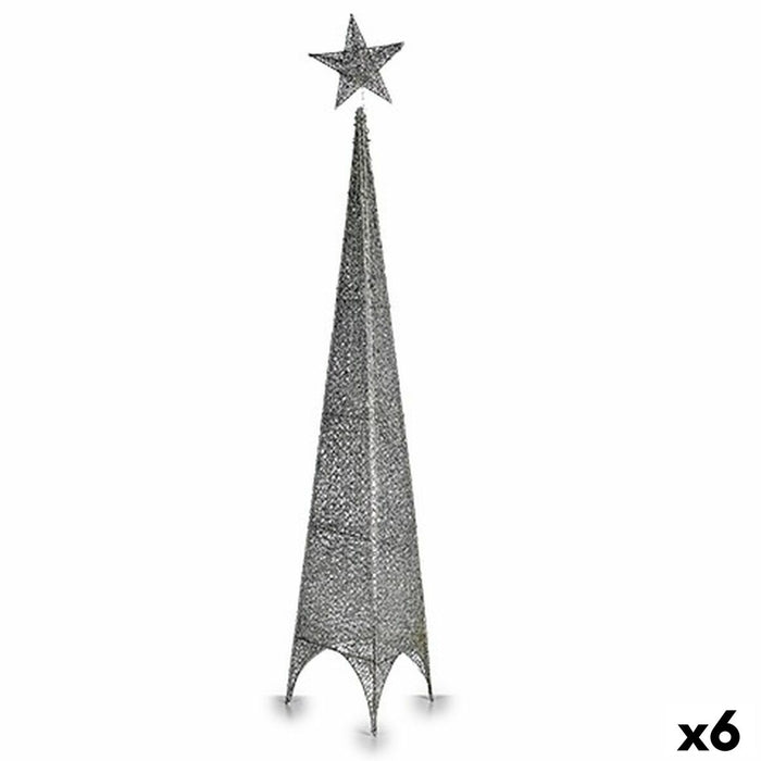 Árbol de Navidad Krist+ Plateado Plata Metal Plástico Estrella Torre 28 x 127 x 28 cm 107 x 7 x 28 cm (6 Unidades)