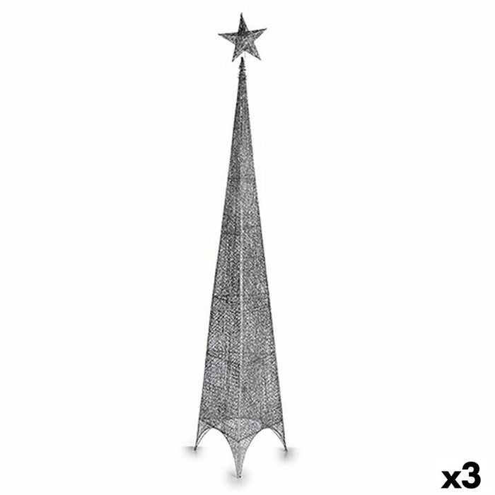Árbol de Navidad Krist+ Plateado Plata Metal Plástico Estrella Torre 42 x 218 x 42 cm 188 x 8 x 42 cm (3 Unidades)
