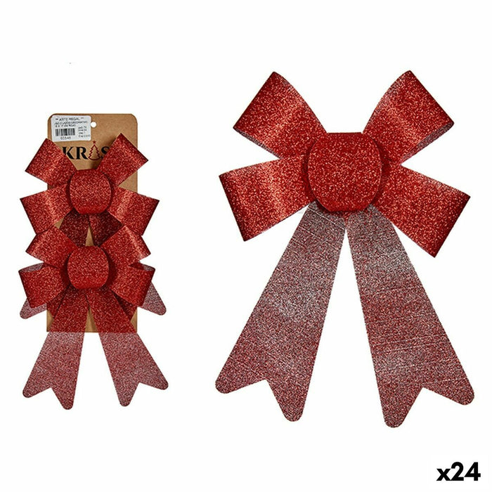 Set Adornos de Navidad Krist+ Rojo PVC 15 x 2 x 17 cm Lazo (24 Unidades)