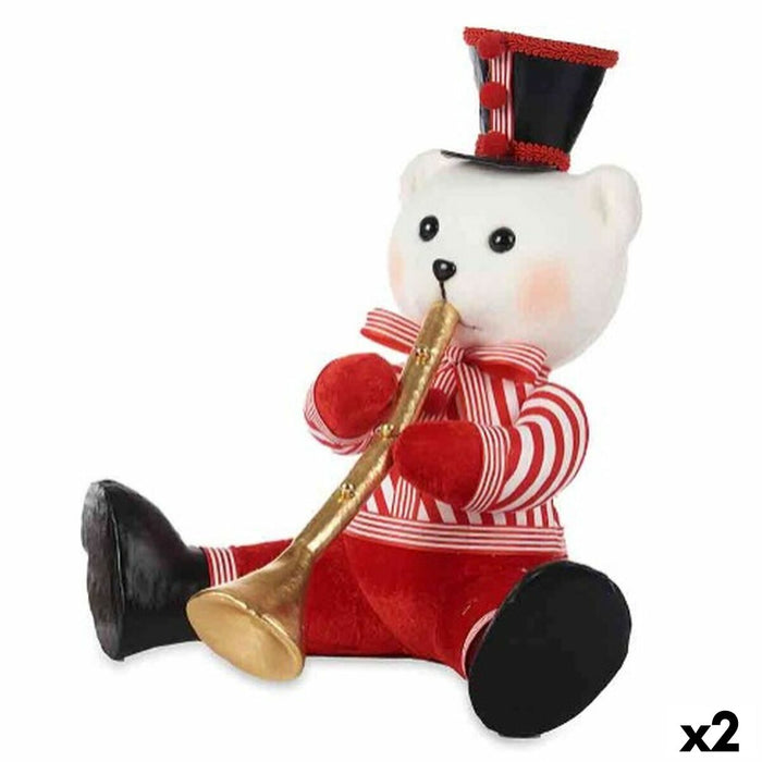 Christmas bauble Krist+ White Black Red Bear Trumpet 32 x 31 x 26 cm (2 Units)